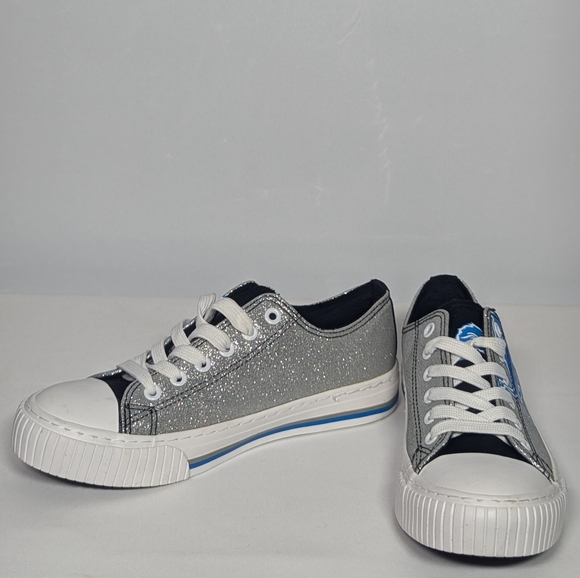 NEW Foco NFL Detroit Lions Womens Glitter Low Top Canvas Sneaker Sz 7 silver - Picture 4 of 6